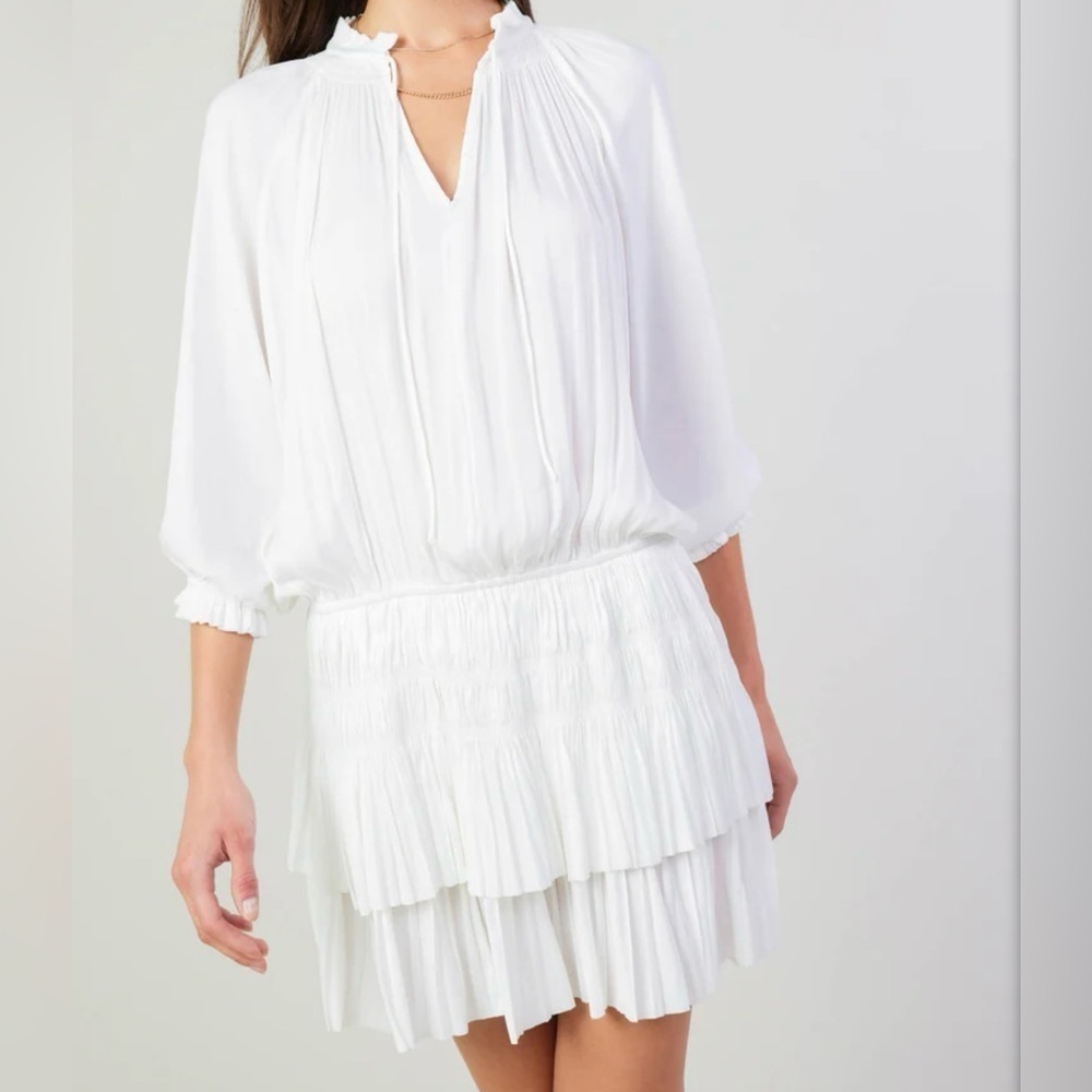 Current Air Aurelie Pleated Mini Dress in White Size Medium